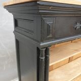 Neoclassical black wood bookcase with columns