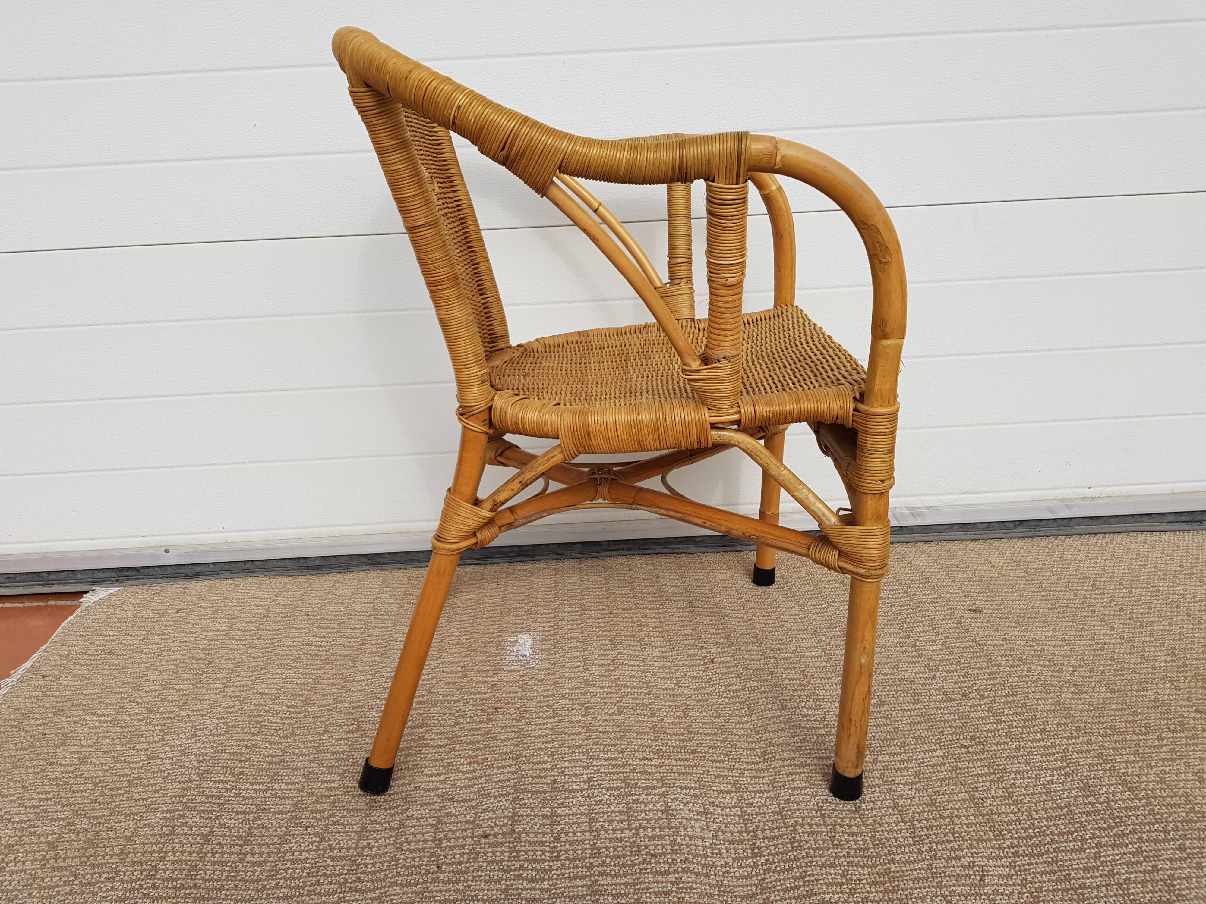 Old chair in Osier and Bamboo 60s