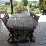 Table extérieur  en teck Unopiu avec 10 chaises