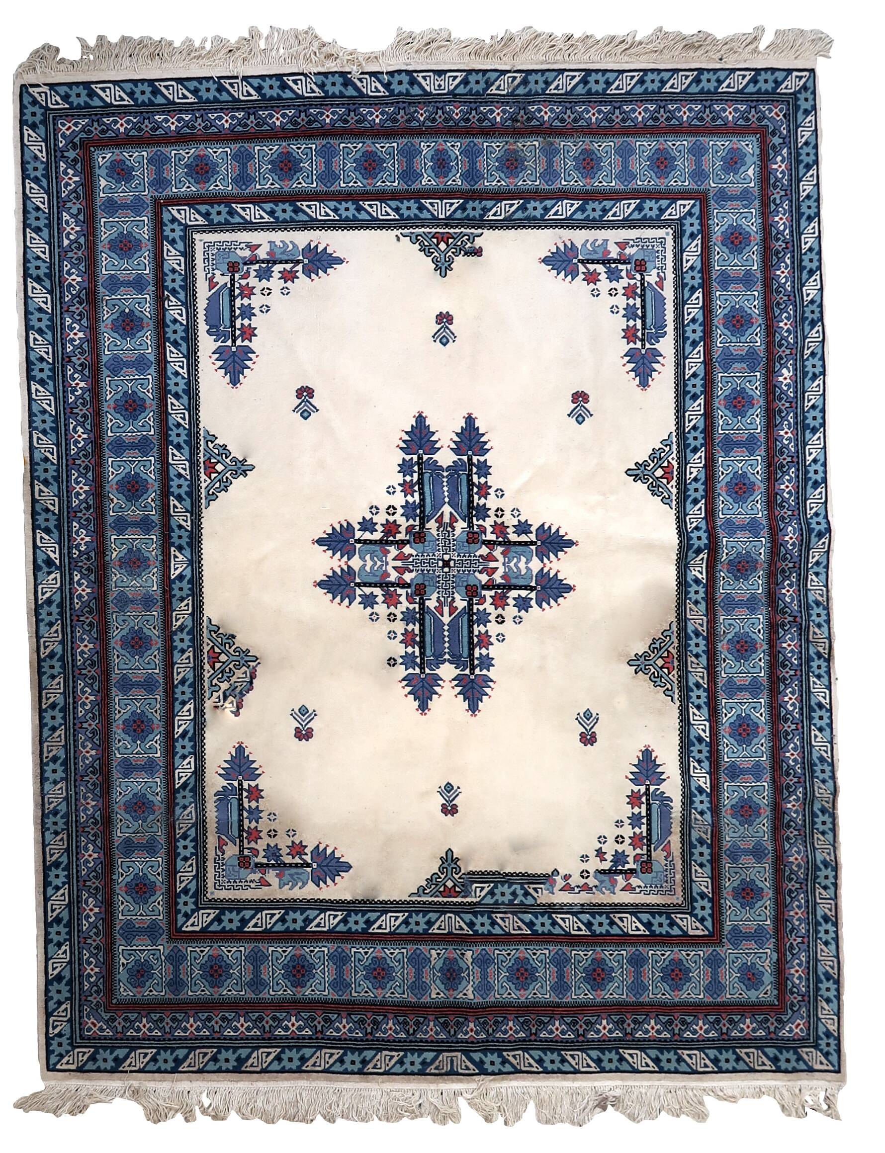 Tapis berbère tunisien vintage en laine fait main – 199 x 252 cm - 1C1035