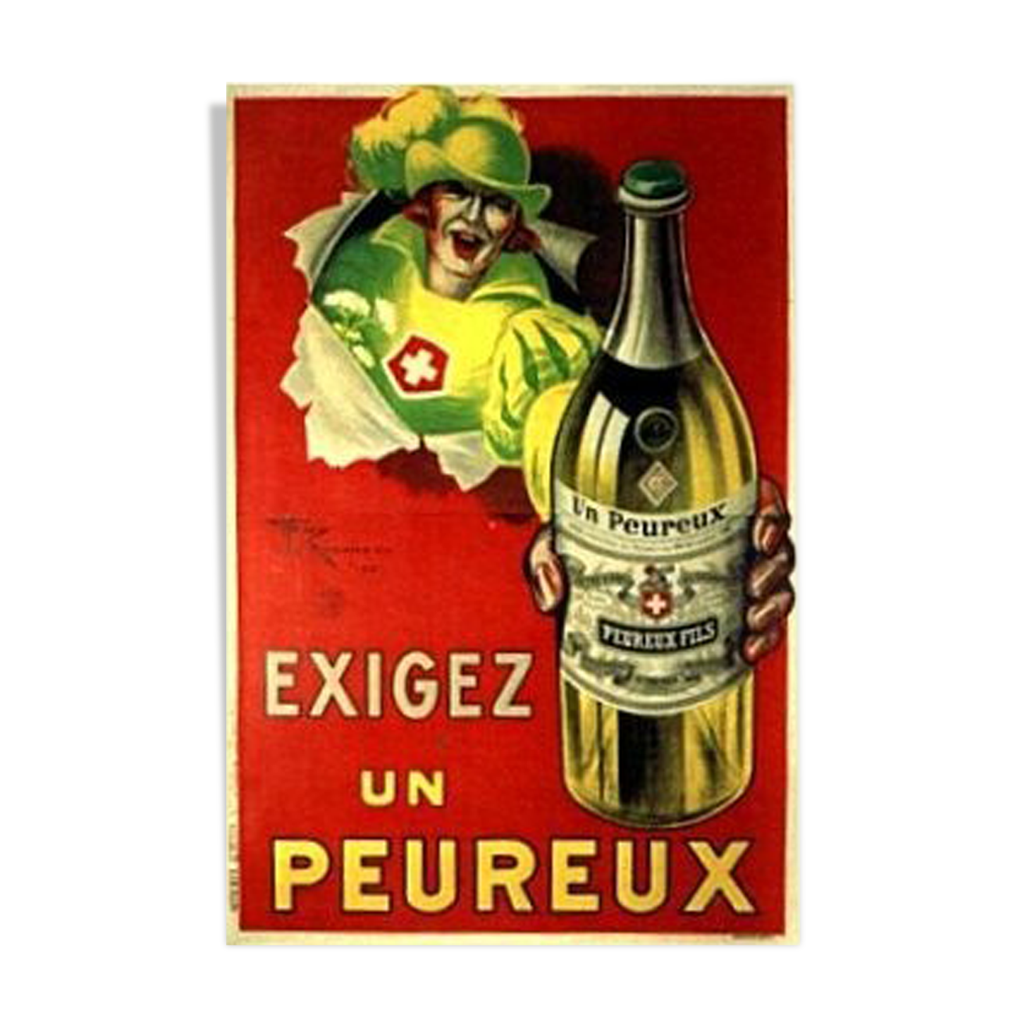 Poster linen original litho "Claim a coward" Henry Le Monnier 1925