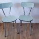 Duo de chaises en formica vert pastel années 70