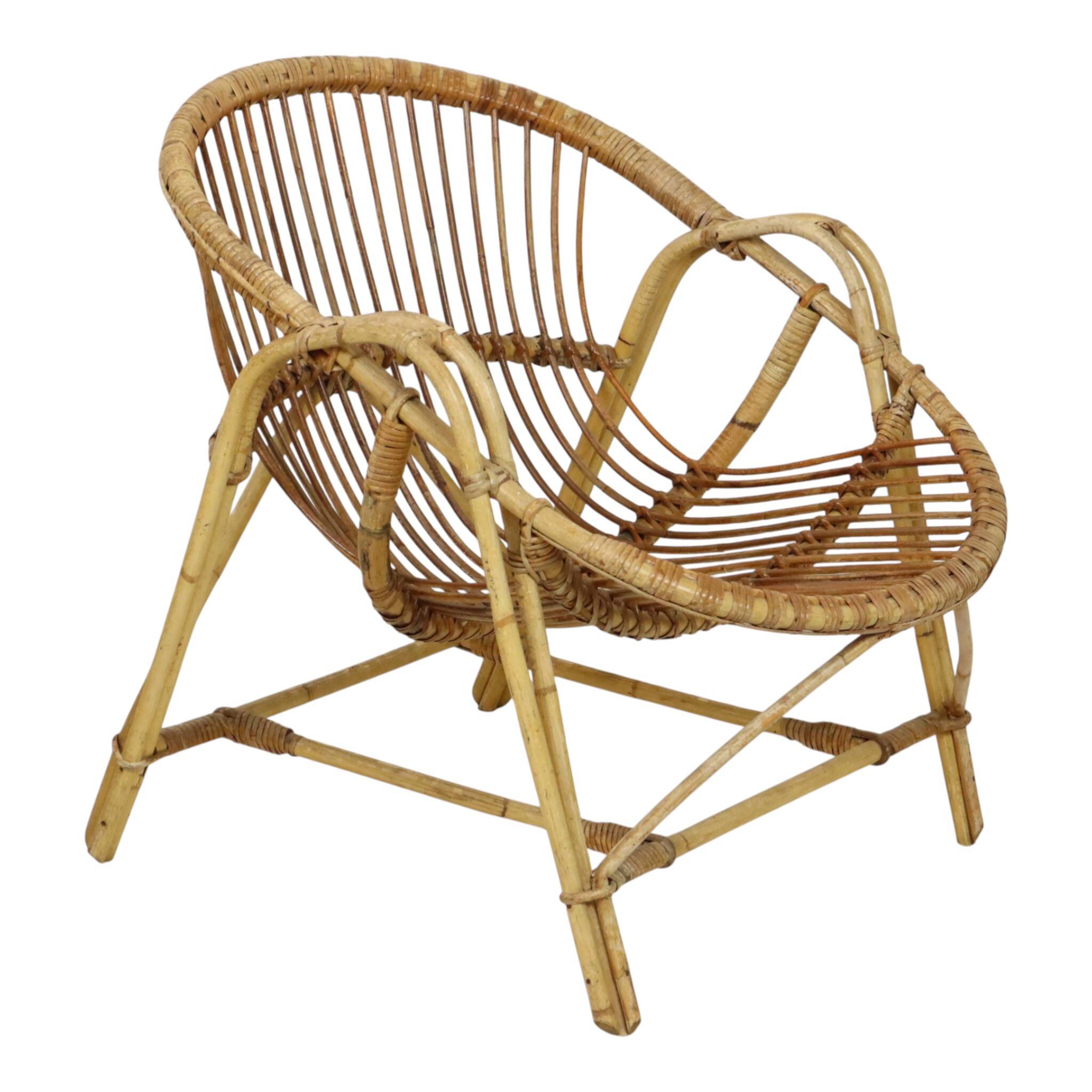 Pair of rattan armchairs, France 1960s