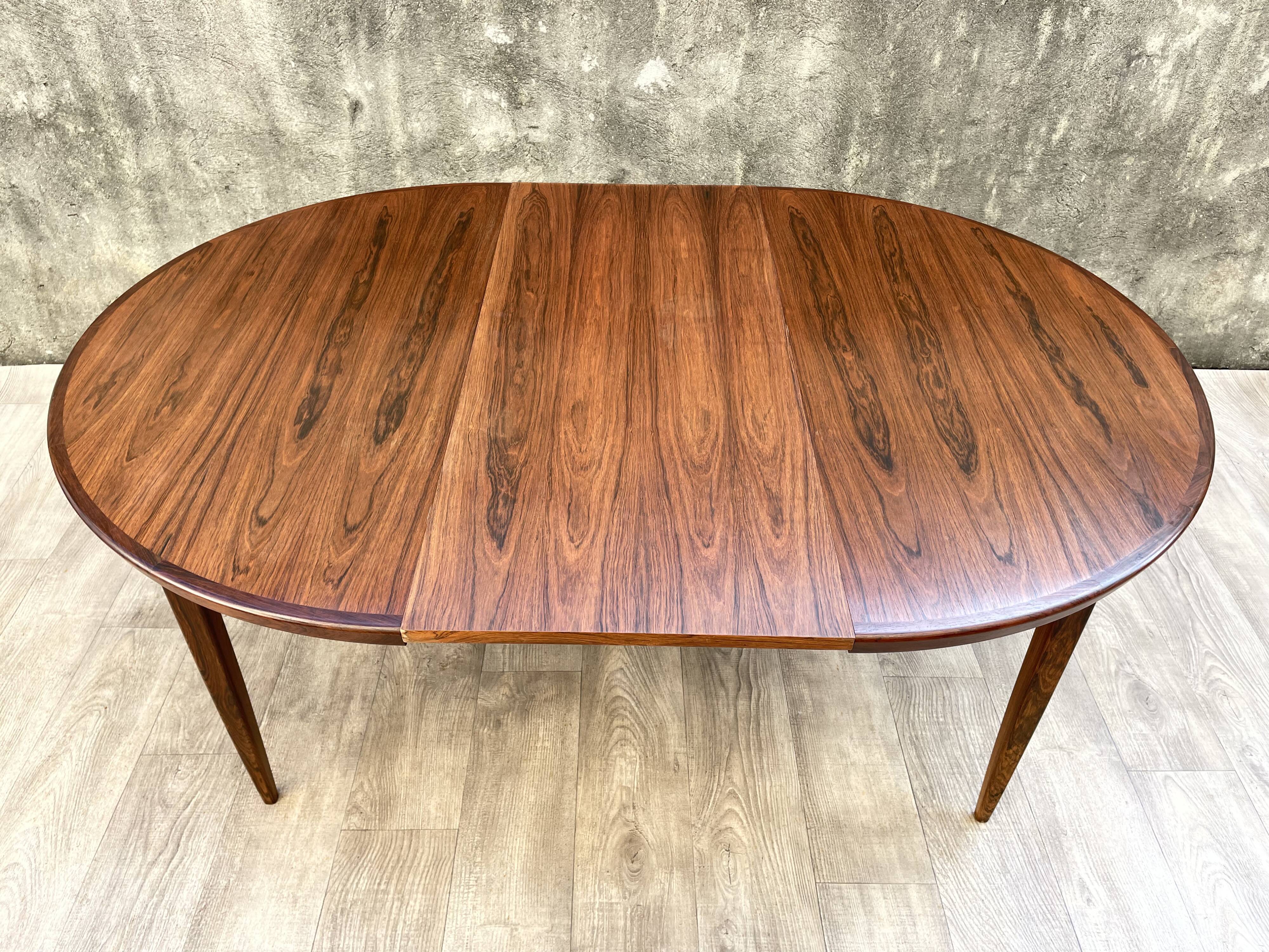Table scandinave extensible en palissandre, 1960s