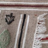 Grey kilim carpet with multicolored Berber patterns handmade