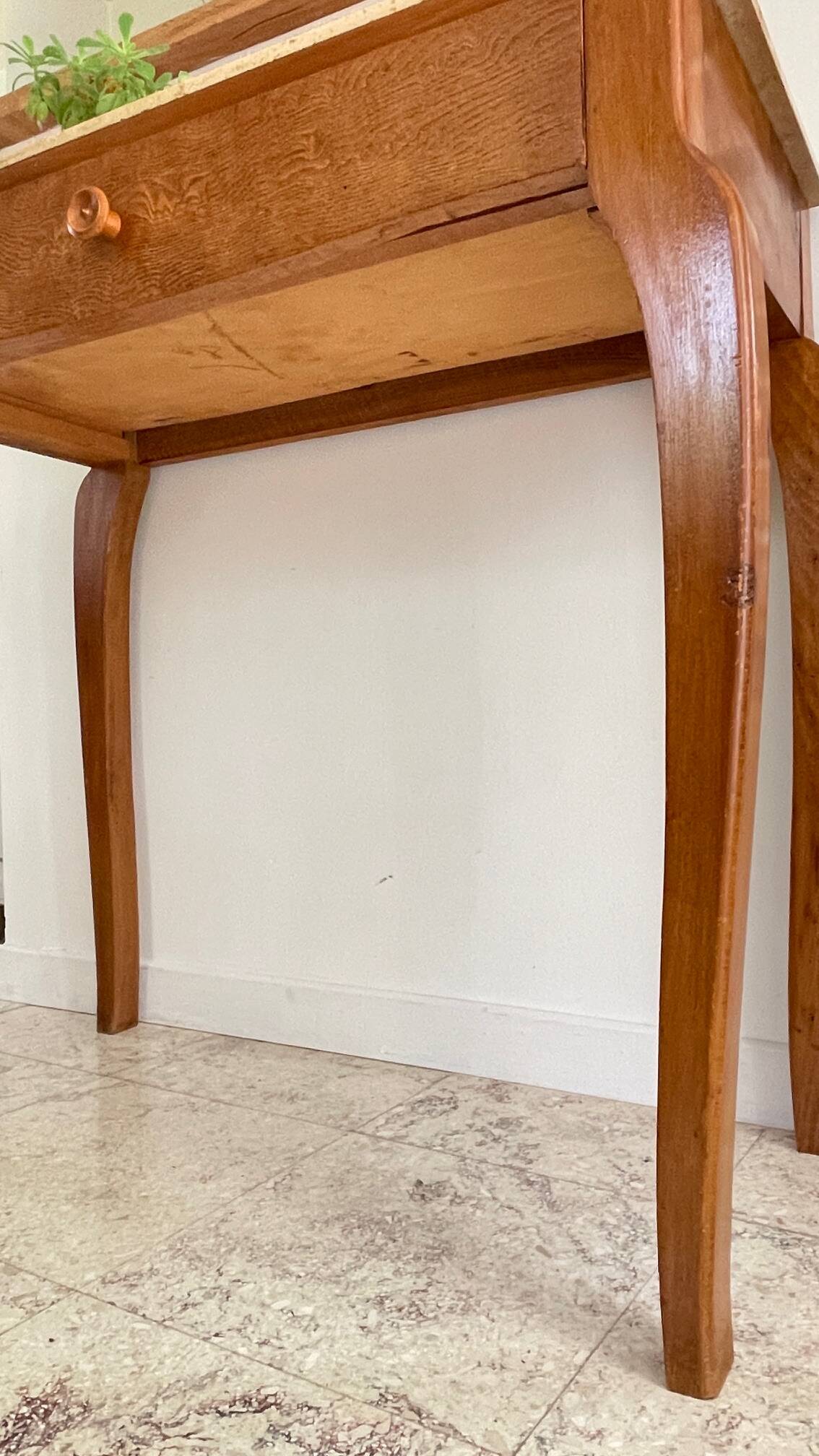 Vintage wood and marble console desk