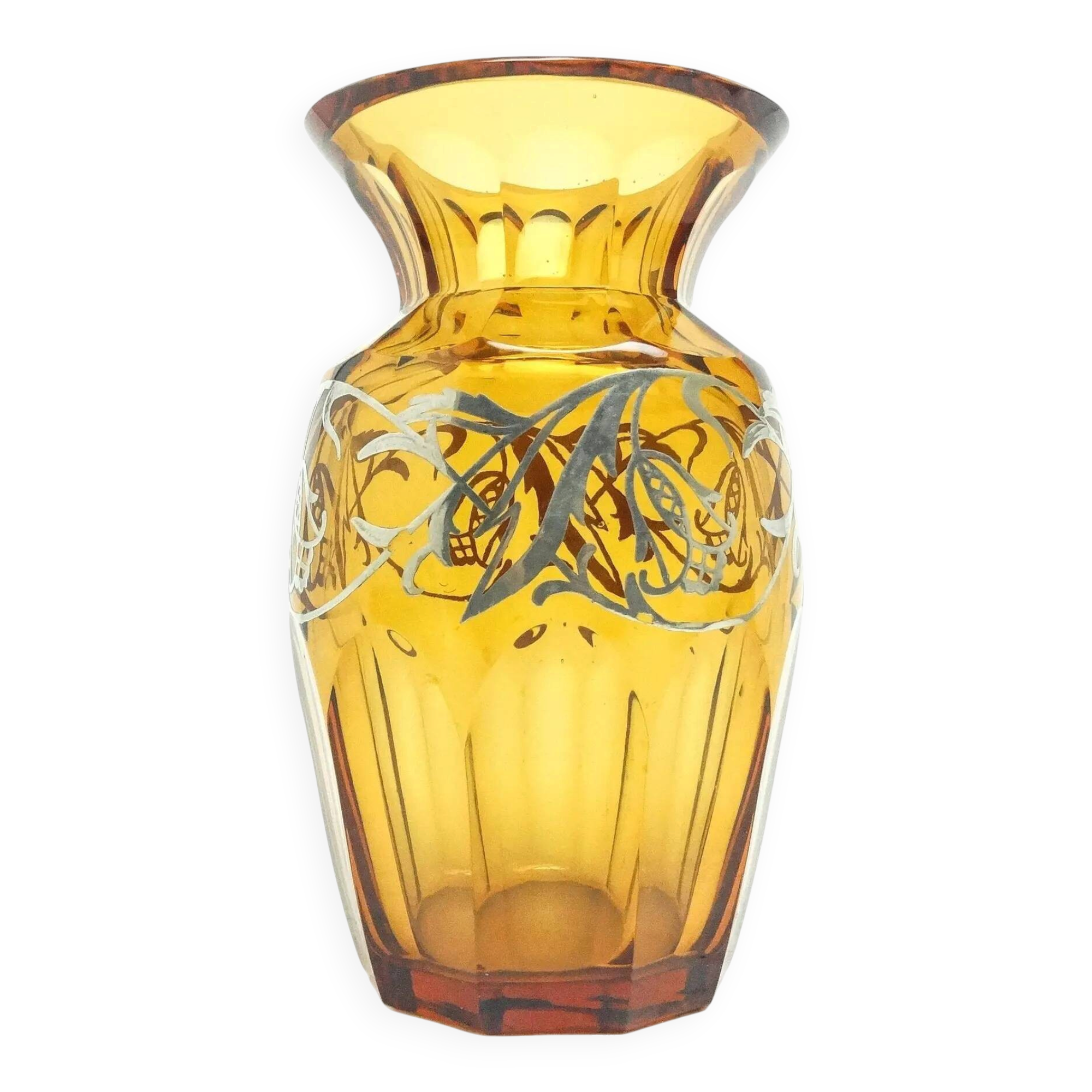 Art déco vase, honey crystal, Poland, 1930s