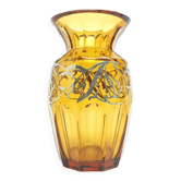 Art déco vase, honey crystal, Poland, 1930s