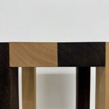 Vintage solid wooden side table chess style , 1970s