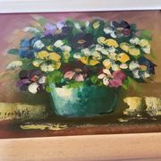 Tableau, huile sur toile bouquet de fleurs signée