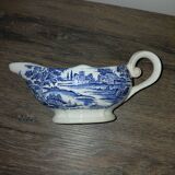 Porcelaine Lunéville- saucière paysage bleu