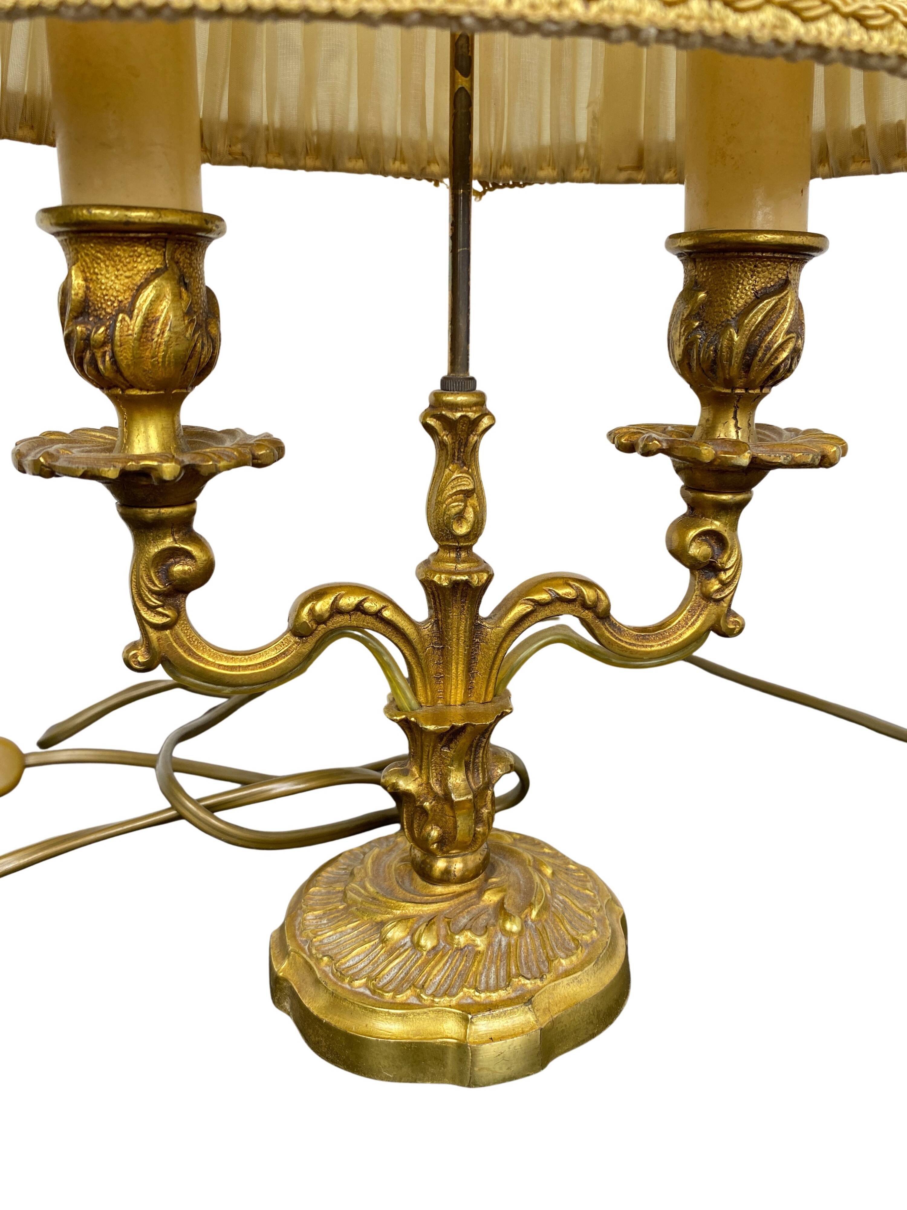 Neoclassical gilt bronze bouillote lamp, 19th century