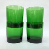 4 verres gobelets en verre vert émeraude, 1970