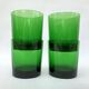 4 verres gobelets en verre vert émeraude, 1970