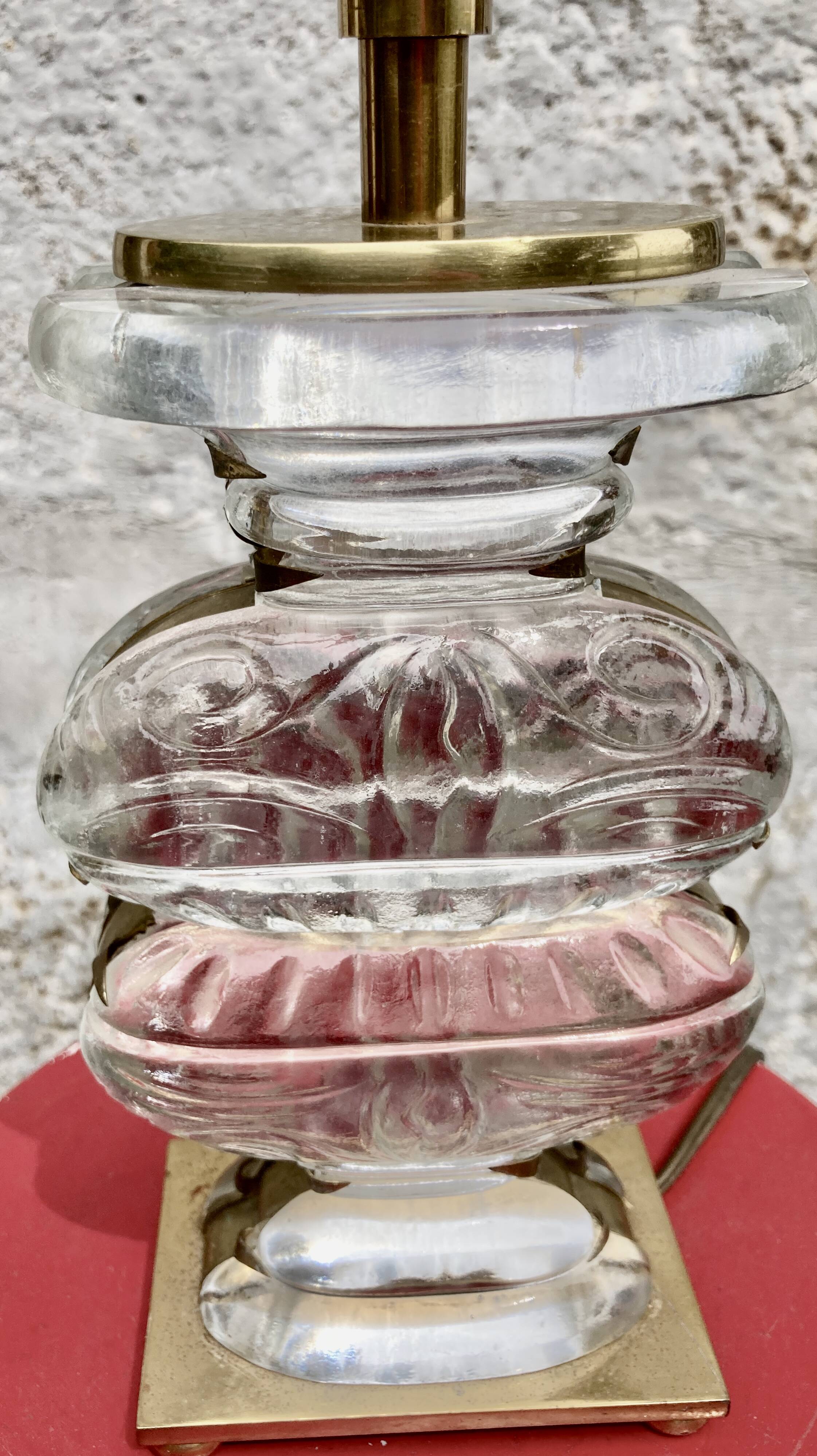 Glass Desk Lamp with Baguès House Urns, 1950s vintage