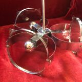 Vintage chandelier 70s, chrome and smoked glass