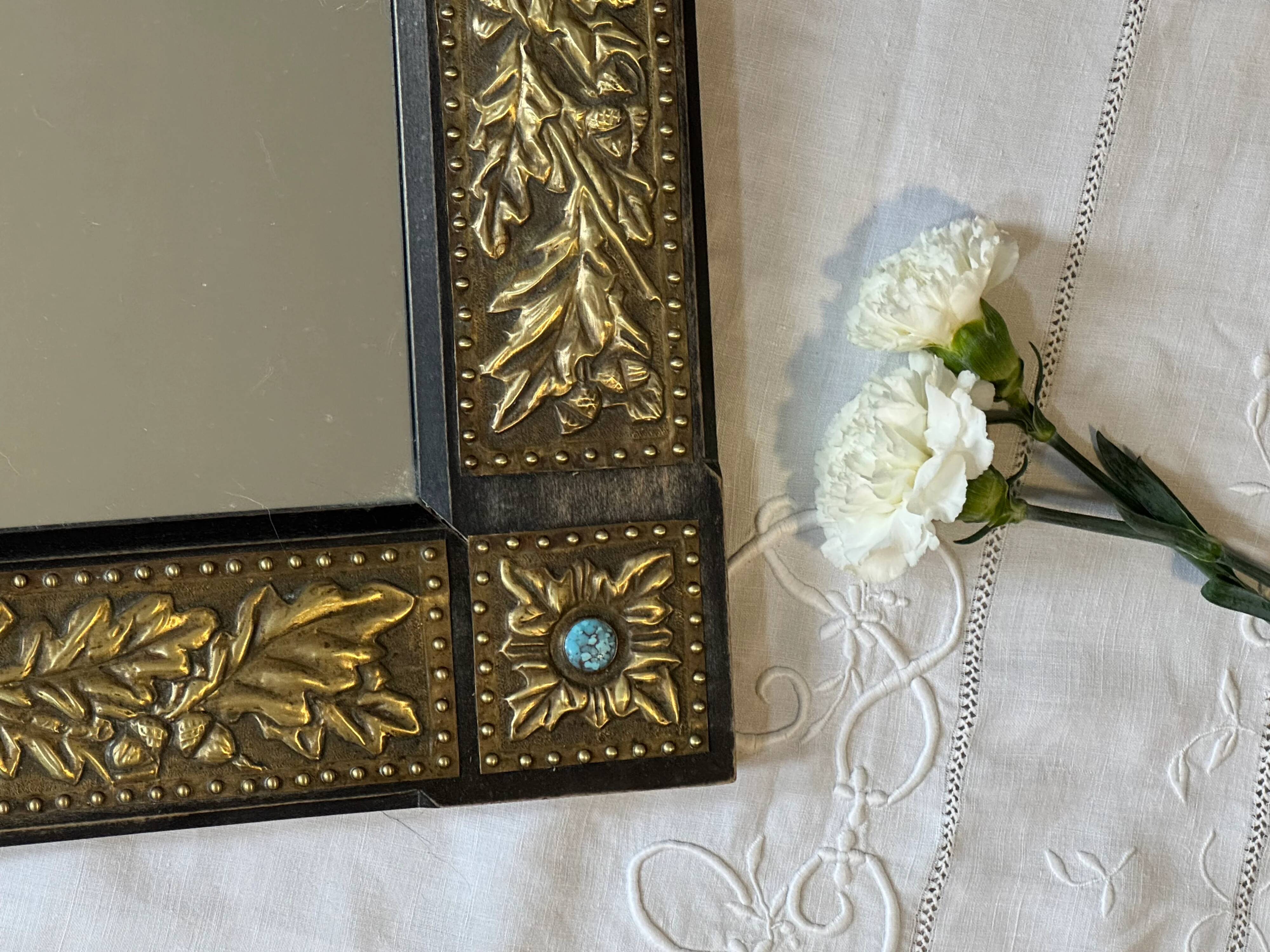 Rare turquoise large mirror