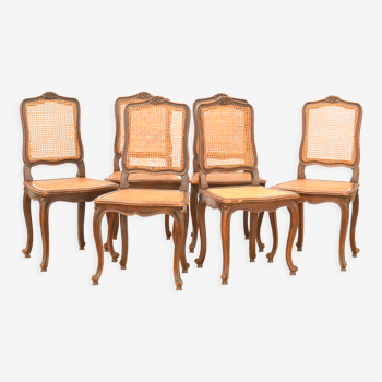 Suite de 6 chaises cannées