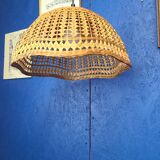 Abat jour pendant lamp in vintage wicker