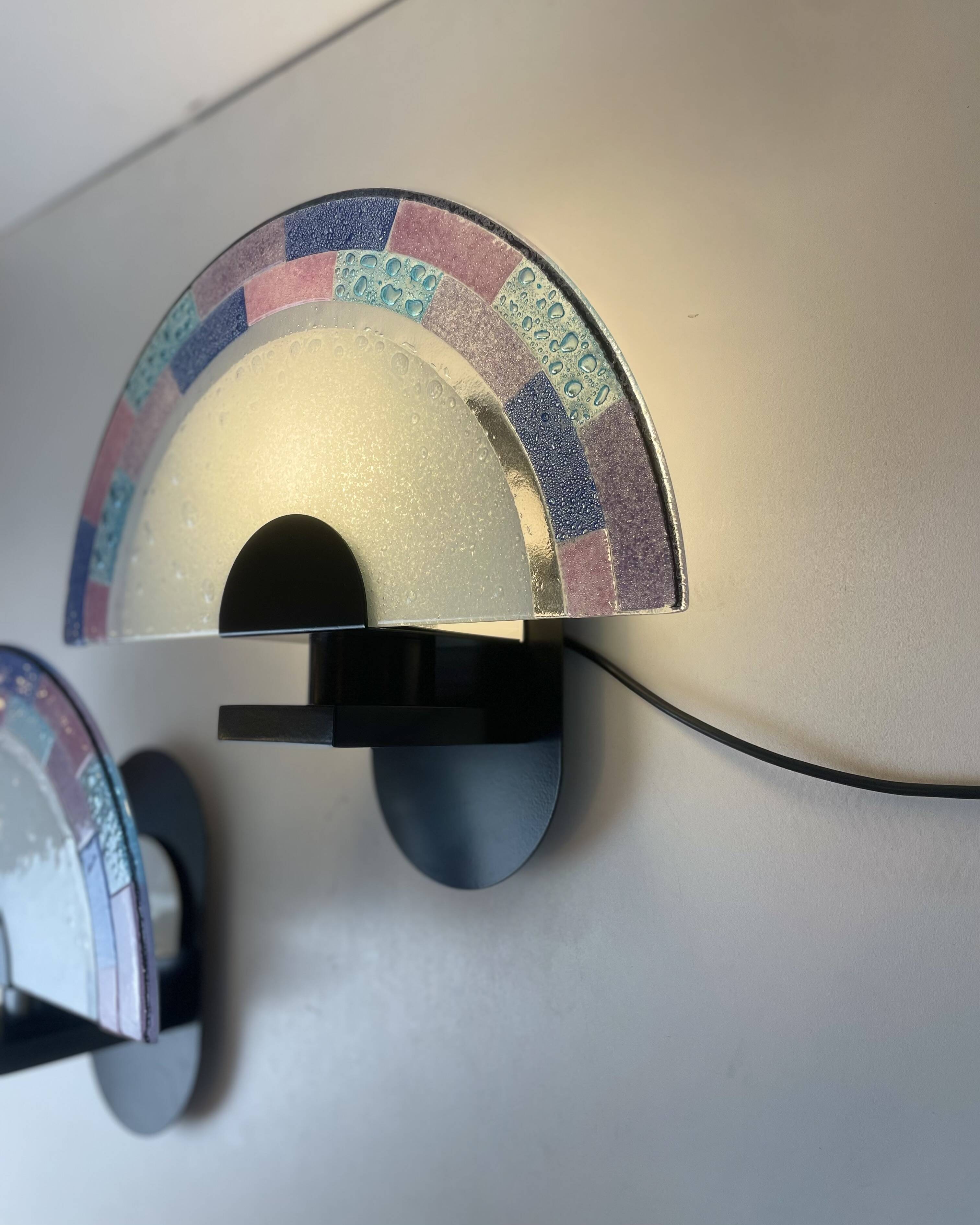 Pair of Post-Modern Murano Wall Sconces By Zonca, 1980s