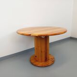 Vintage Scandinavian round pine dining table from the 60s 70s