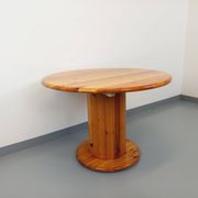 Table à manger ronde scandinave vintage en pin des années 60 70