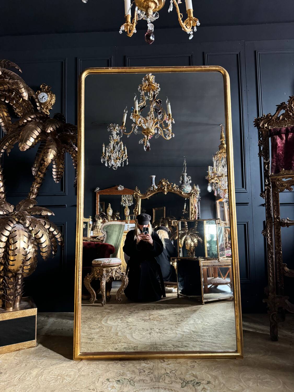 Miroir de cheminée d’époque louis philippe en bois doré (1m88x1m03) xixe
