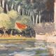 Oil painting on vintage cardboard