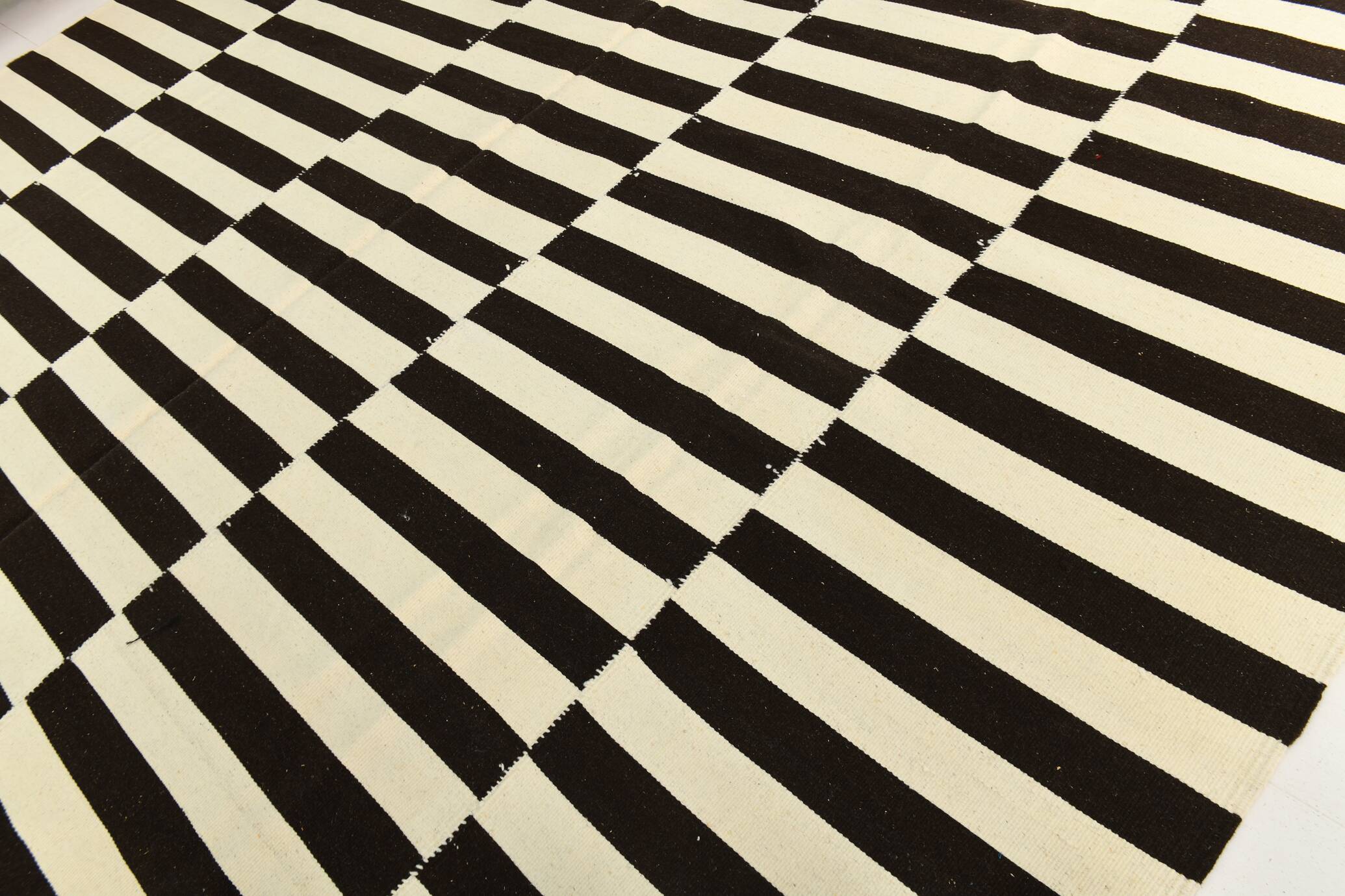 Beige & Dark Brown %100 Wool Hand Woven Vintage Kilim Rug, 378x410 Cm