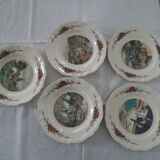 5 Plates Obernai Loux Sarreguemines ancient earthenware