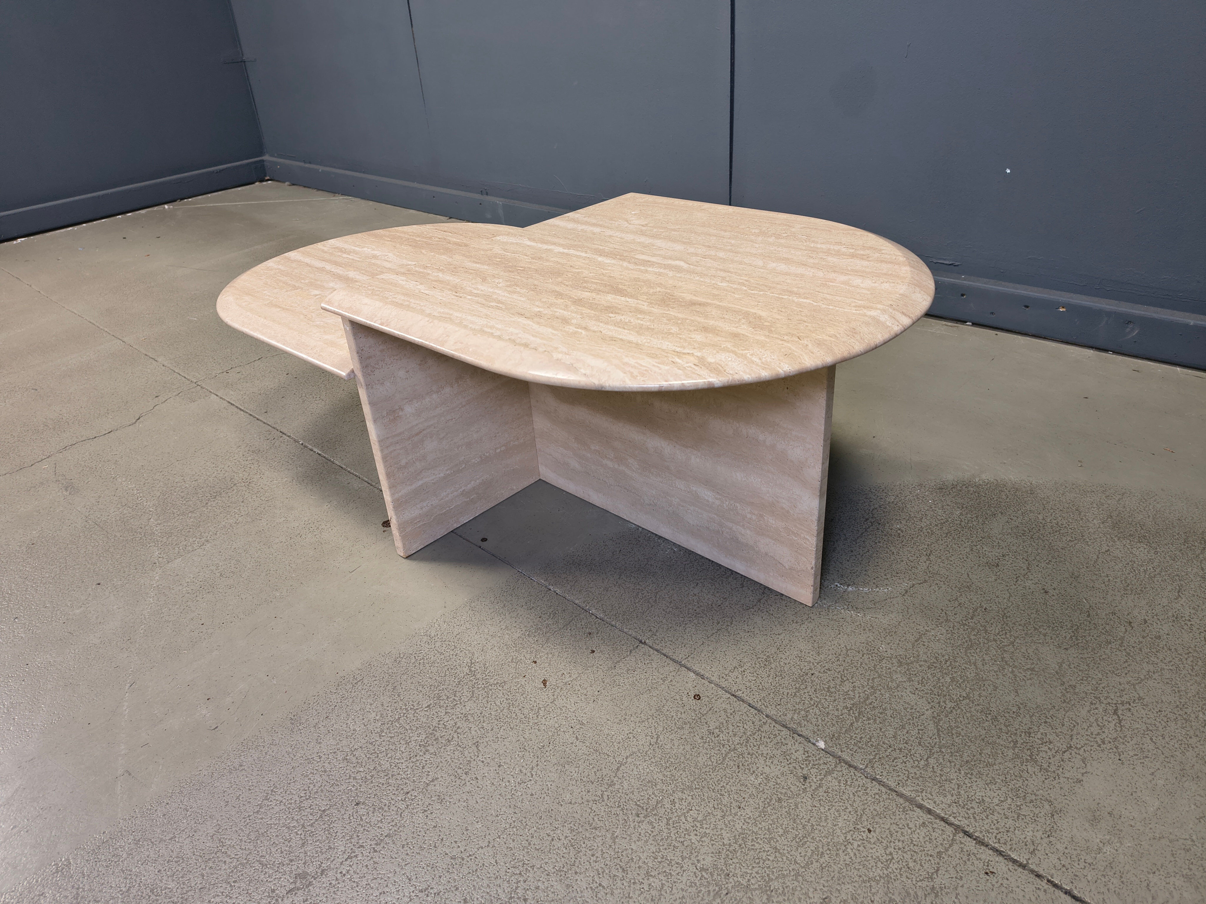 Pair of vintage travertine coffee tables or side tables, 1970s