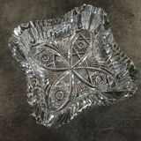 Ashtray crystal cup with patterns of massive square shape 16 cm
