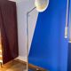 Vintage Italian Space Age Floor Lamp in Chromed Metal with "Flying Saucer" Shade