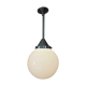 Art Deco suspension globe in white opaline with an aluminium stem.