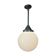 Art Deco suspension globe in white opaline with an aluminium stem.