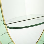 Large Italian mirror oval brass crystal green crystal of Cristal Arte 1950s 110x219cm
