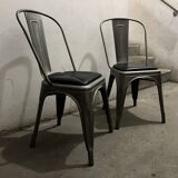 chaise TOLIX  inox et cuir