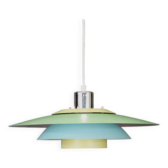 Superbe suspension de Design Light modèle Lux - couleur verte, jaune et bleue - Danemark 1980