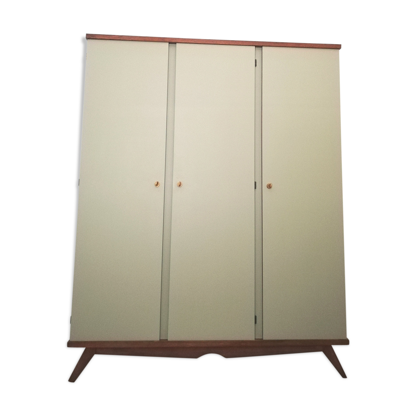 Armoire années 50 chêne et kaki clair
