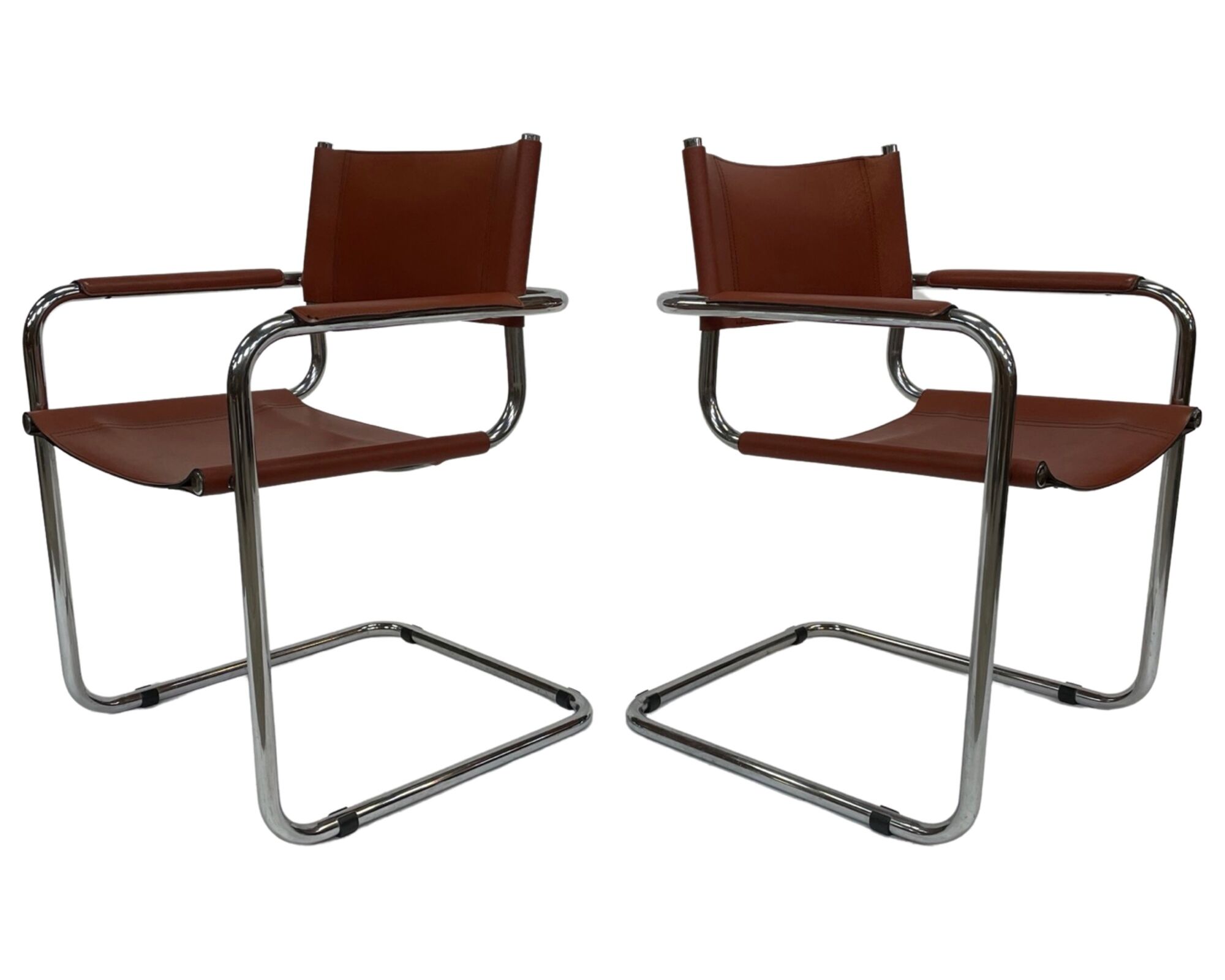Set of 4 Bauhaus cantilever chairs cognac leather and chrome Design