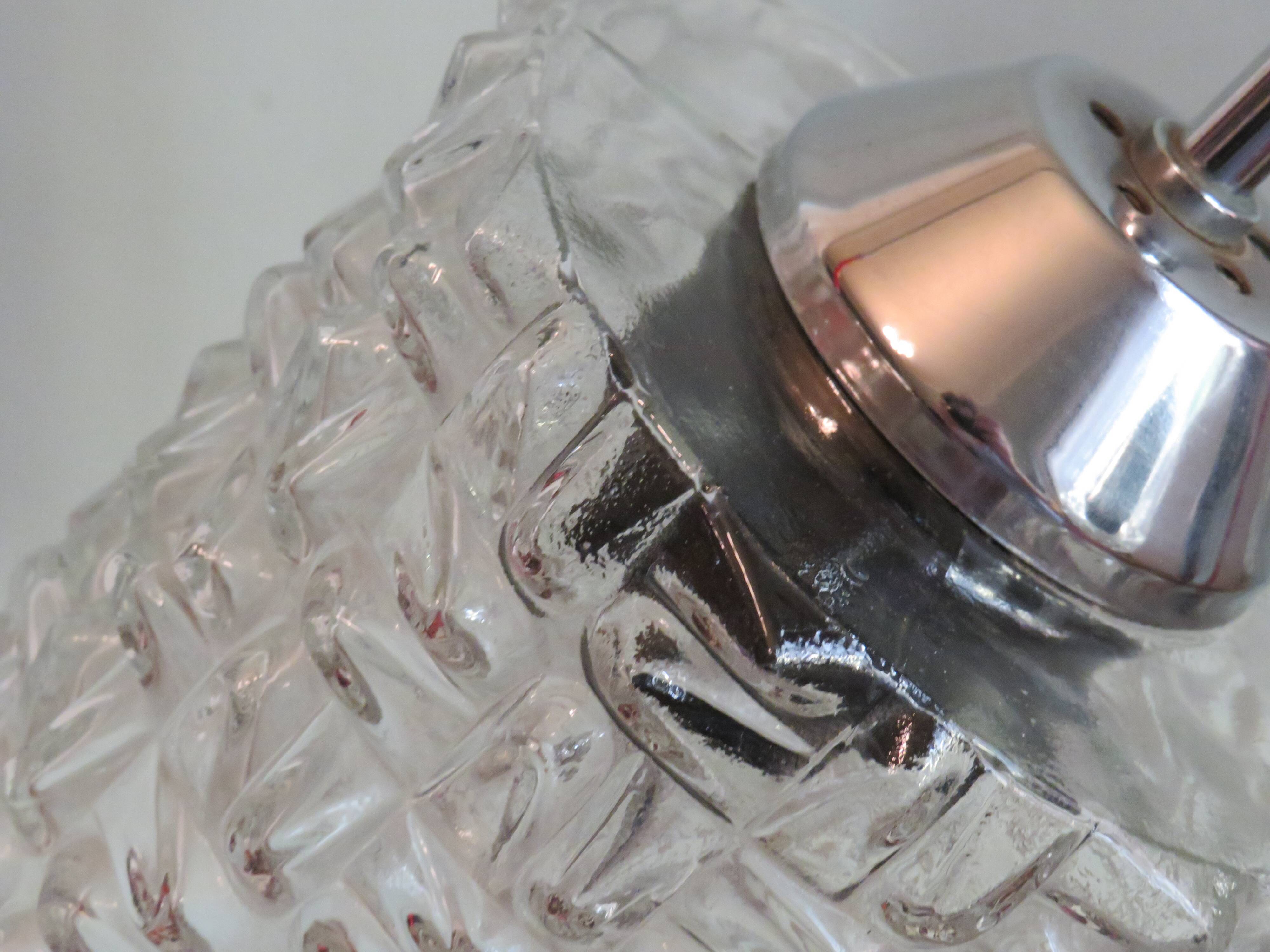 Mid-century chandelier, chrome and glass, Belgium 1960