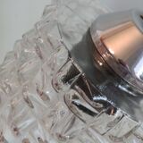 Mid-century chandelier, chrome and glass, Belgium 1960