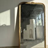 Large gilded mirror 19th century rounded corners mercury glass Louis XVI style