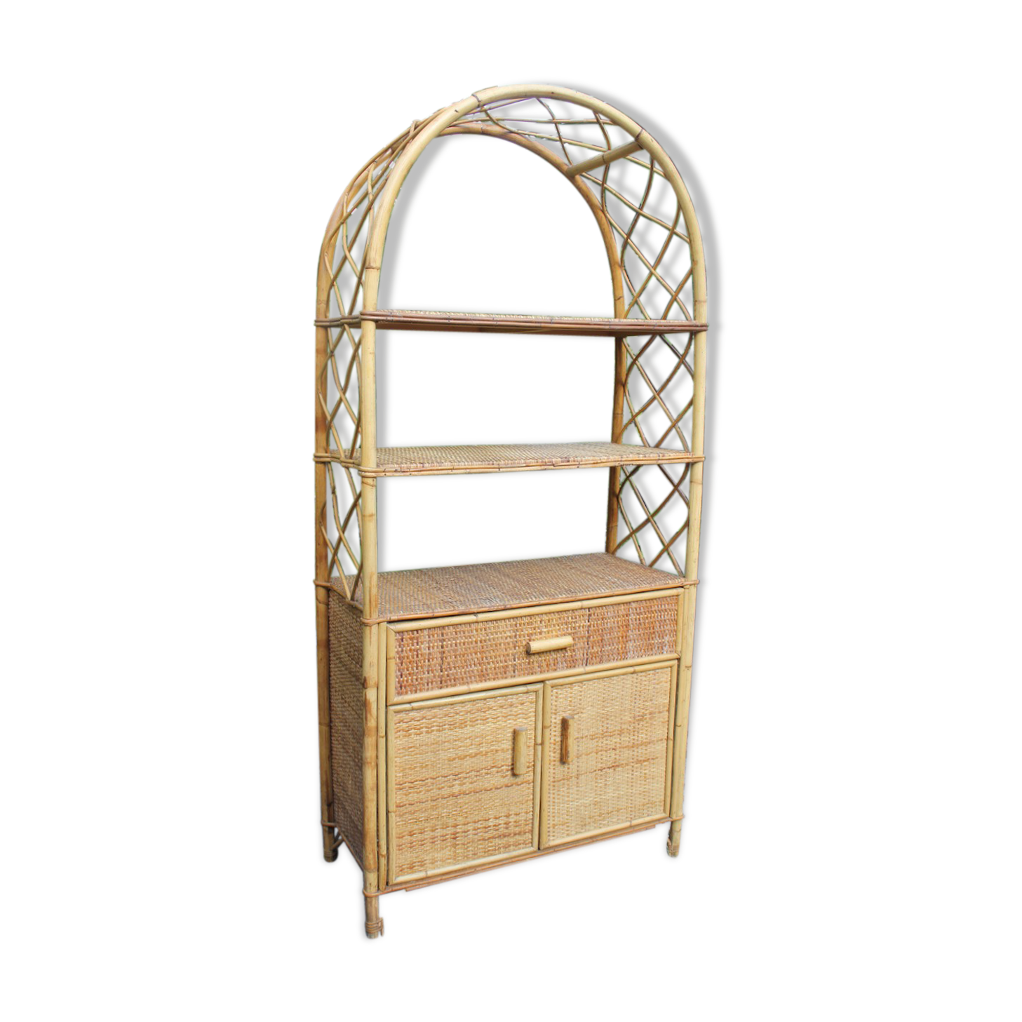 Vintage rattan bookcase