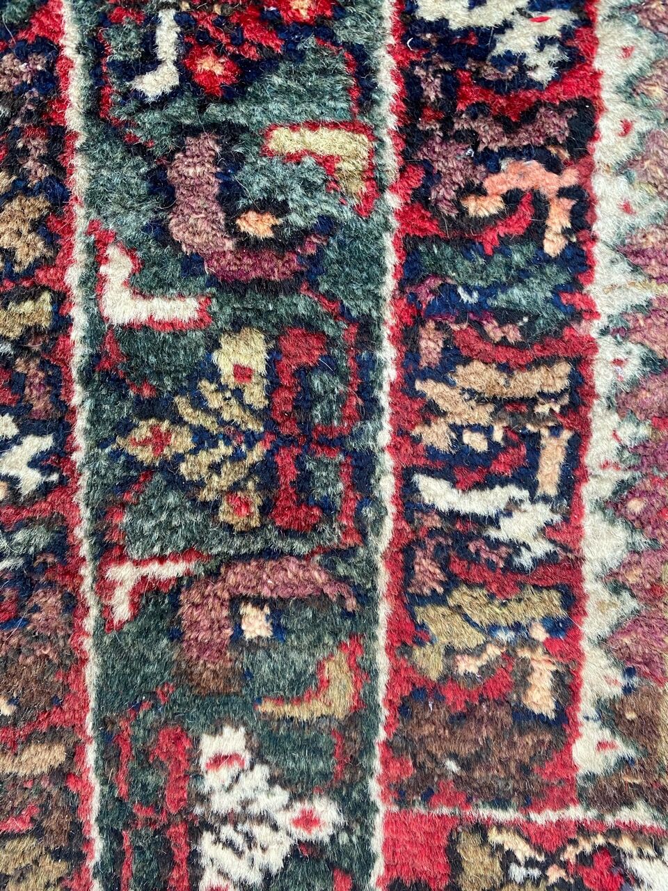 Handmade ancient Persian mazlaghan carpet