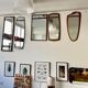 Vintage triangular wall mirror teak frame