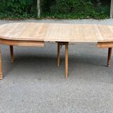 Art Deco round extendable dining table renovated in solid oak 225cm 20th century