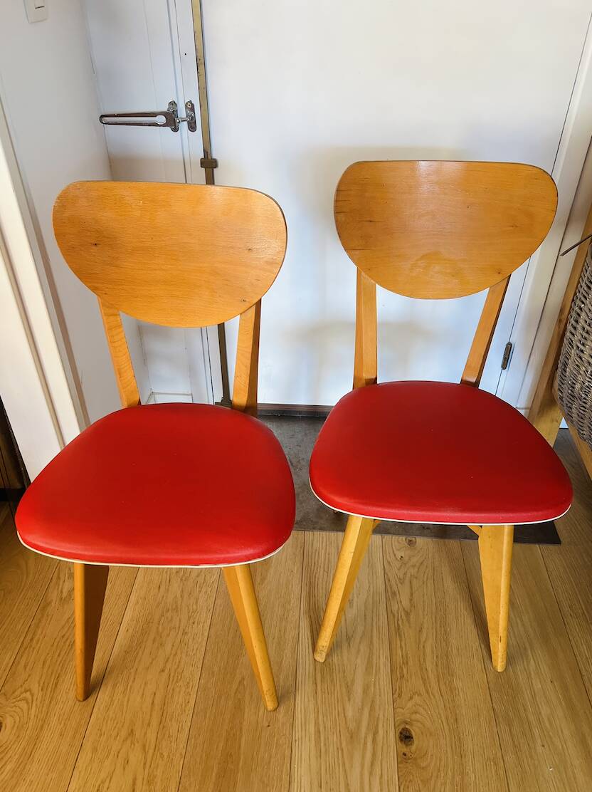 (Lot) 2 Vintage Chairs with Compass Legs 1960/1970