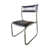 Vintage 70s black skai sled chair