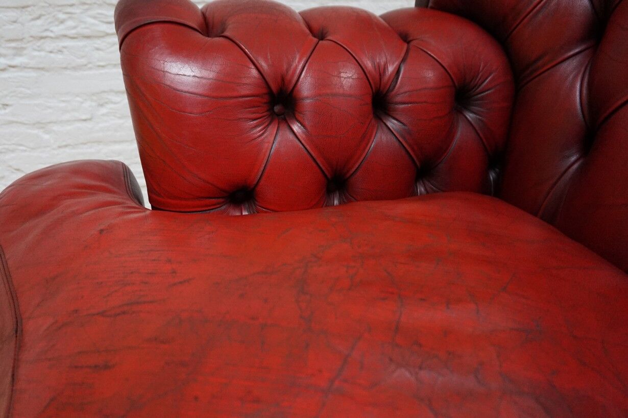 Vintage English Leather Dellbrook Chesterfield Club Chair